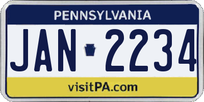 PA license plate JAN2234