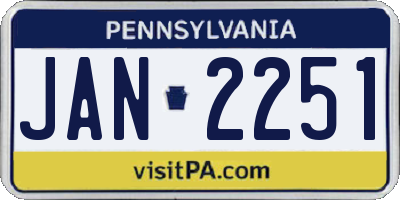 PA license plate JAN2251