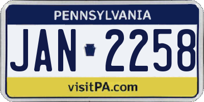 PA license plate JAN2258