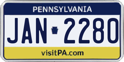 PA license plate JAN2280