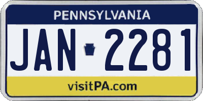 PA license plate JAN2281