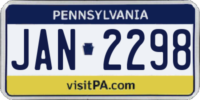 PA license plate JAN2298