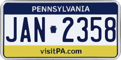 PA license plate JAN2358