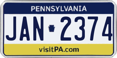 PA license plate JAN2374