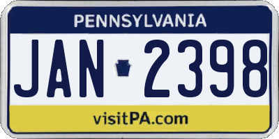 PA license plate JAN2398