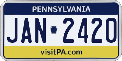 PA license plate JAN2420