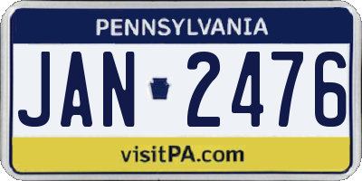 PA license plate JAN2476