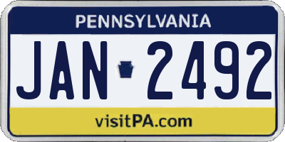 PA license plate JAN2492