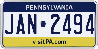 PA license plate JAN2494