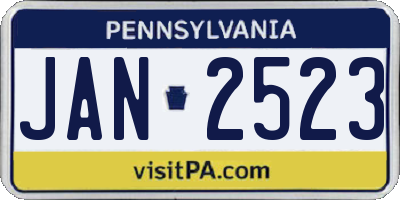 PA license plate JAN2523