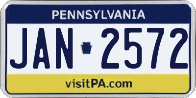 PA license plate JAN2572