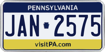 PA license plate JAN2575