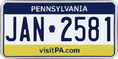PA license plate JAN2581
