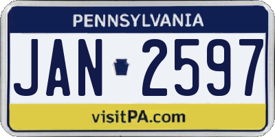 PA license plate JAN2597