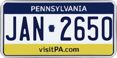 PA license plate JAN2650