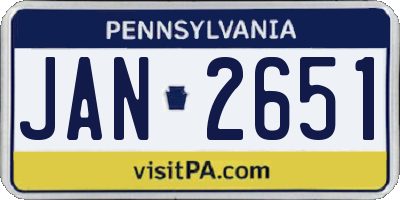 PA license plate JAN2651