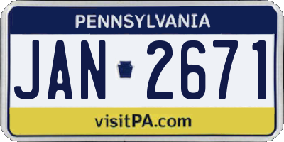 PA license plate JAN2671