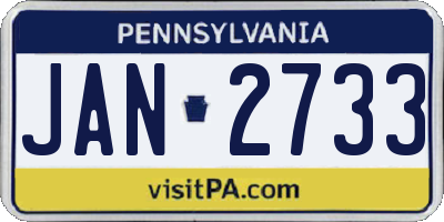 PA license plate JAN2733