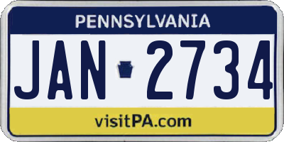 PA license plate JAN2734