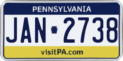 PA license plate JAN2738