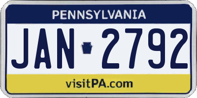PA license plate JAN2792