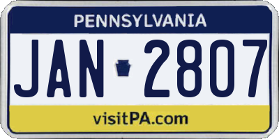 PA license plate JAN2807