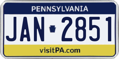 PA license plate JAN2851