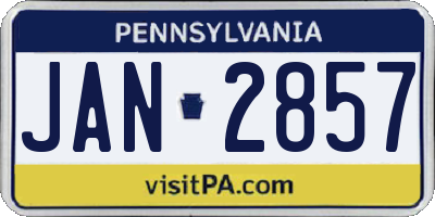 PA license plate JAN2857