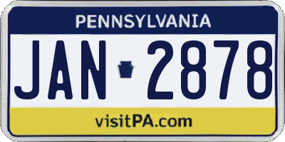 PA license plate JAN2878
