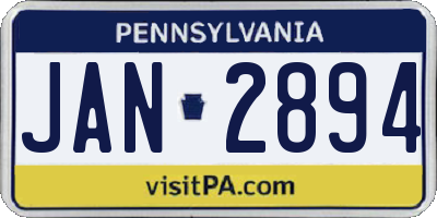PA license plate JAN2894