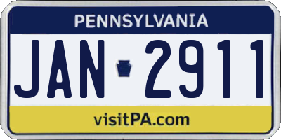 PA license plate JAN2911