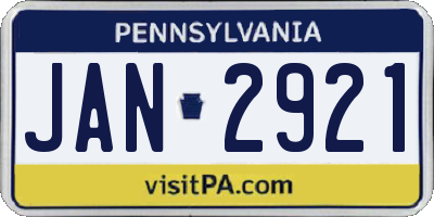 PA license plate JAN2921