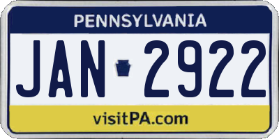 PA license plate JAN2922