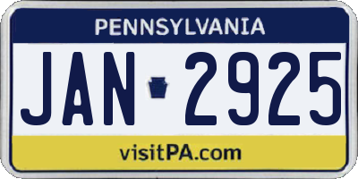 PA license plate JAN2925
