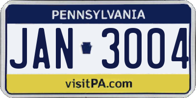 PA license plate JAN3004