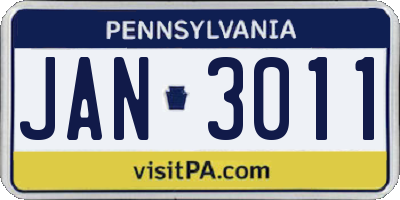 PA license plate JAN3011