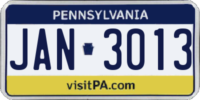 PA license plate JAN3013