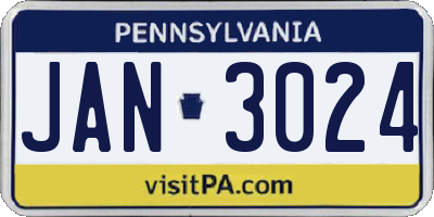 PA license plate JAN3024