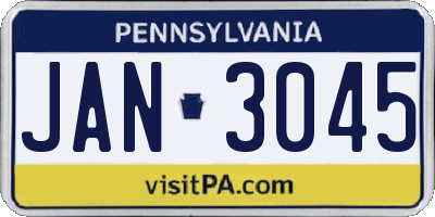 PA license plate JAN3045
