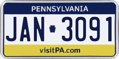 PA license plate JAN3091