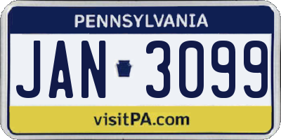 PA license plate JAN3099