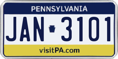 PA license plate JAN3101