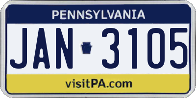 PA license plate JAN3105