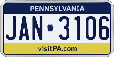 PA license plate JAN3106