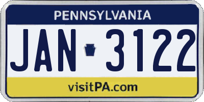 PA license plate JAN3122