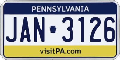 PA license plate JAN3126