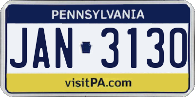 PA license plate JAN3130