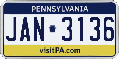 PA license plate JAN3136