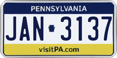 PA license plate JAN3137