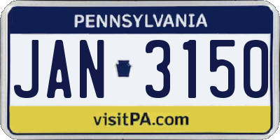 PA license plate JAN3150